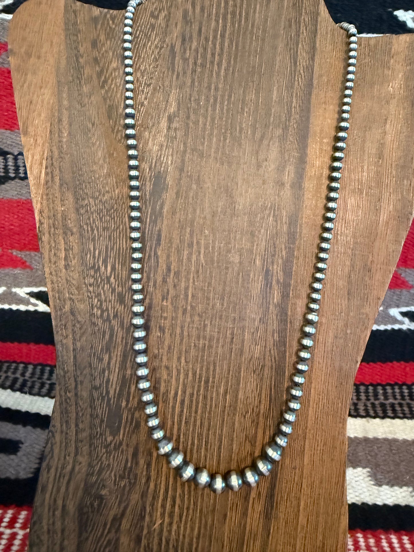 Graduated 1 Sterling Silver Navajo Pearl Necklace 24" Long