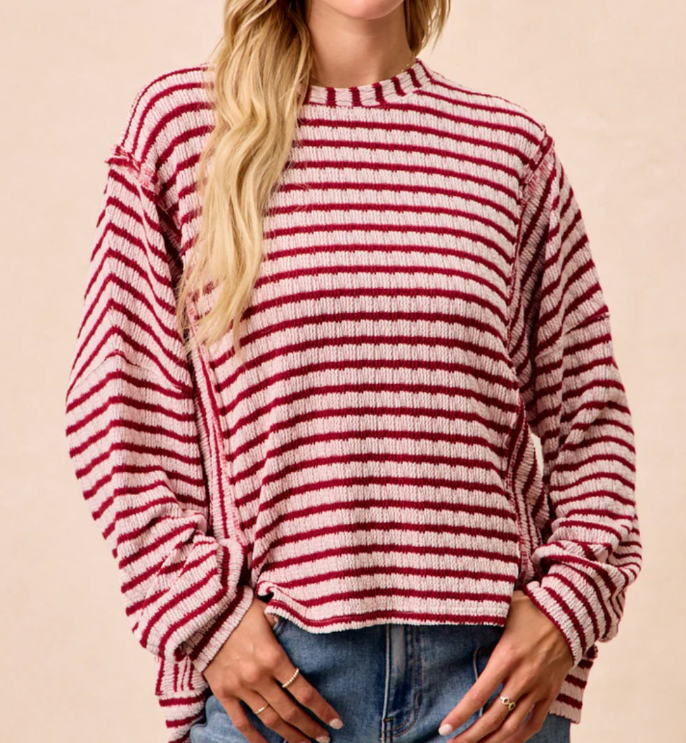 Textured Stripe Knit Top