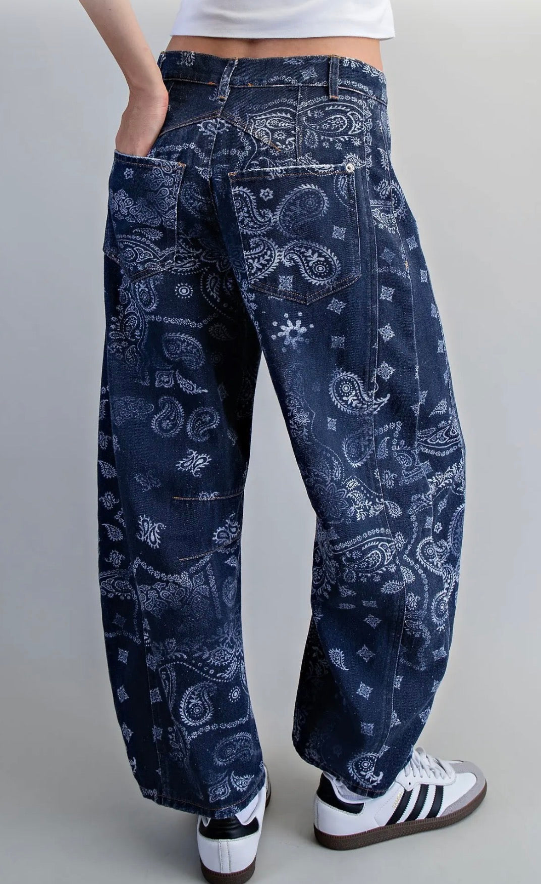 z Mineral Washed Paisley Barrel Jeans