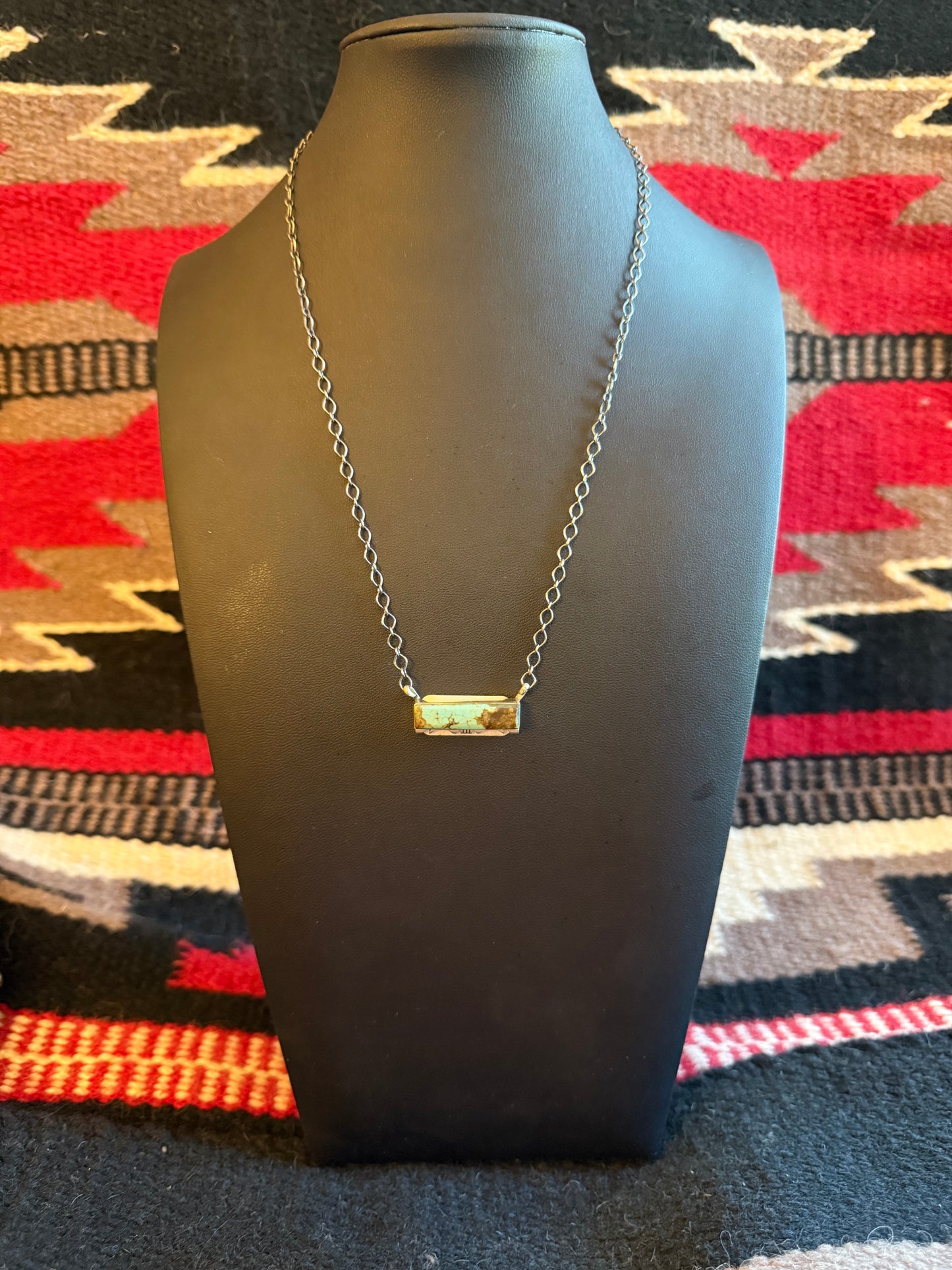 Sterling Silver Link Chain Necklace with a Number 8 Turquoise Stone Pendant 20" Long