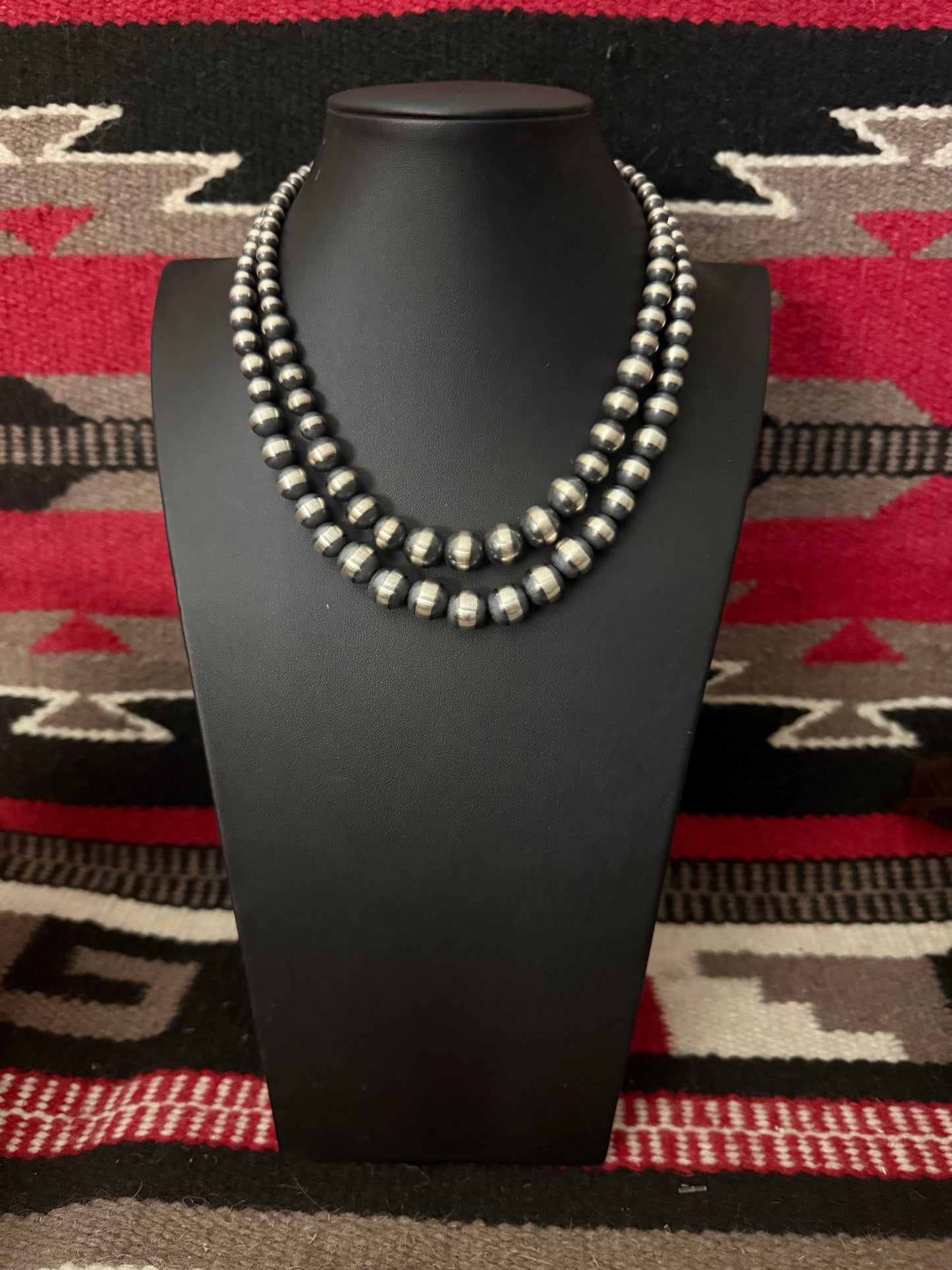 Graduated 2 Sterling Silver Navajo Pearl Necklace 18" Long