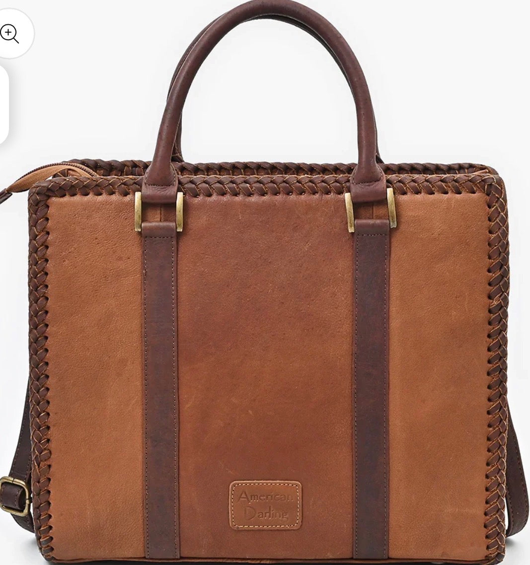 American Darling Full Grain Leather Purse With Hair On Branded
