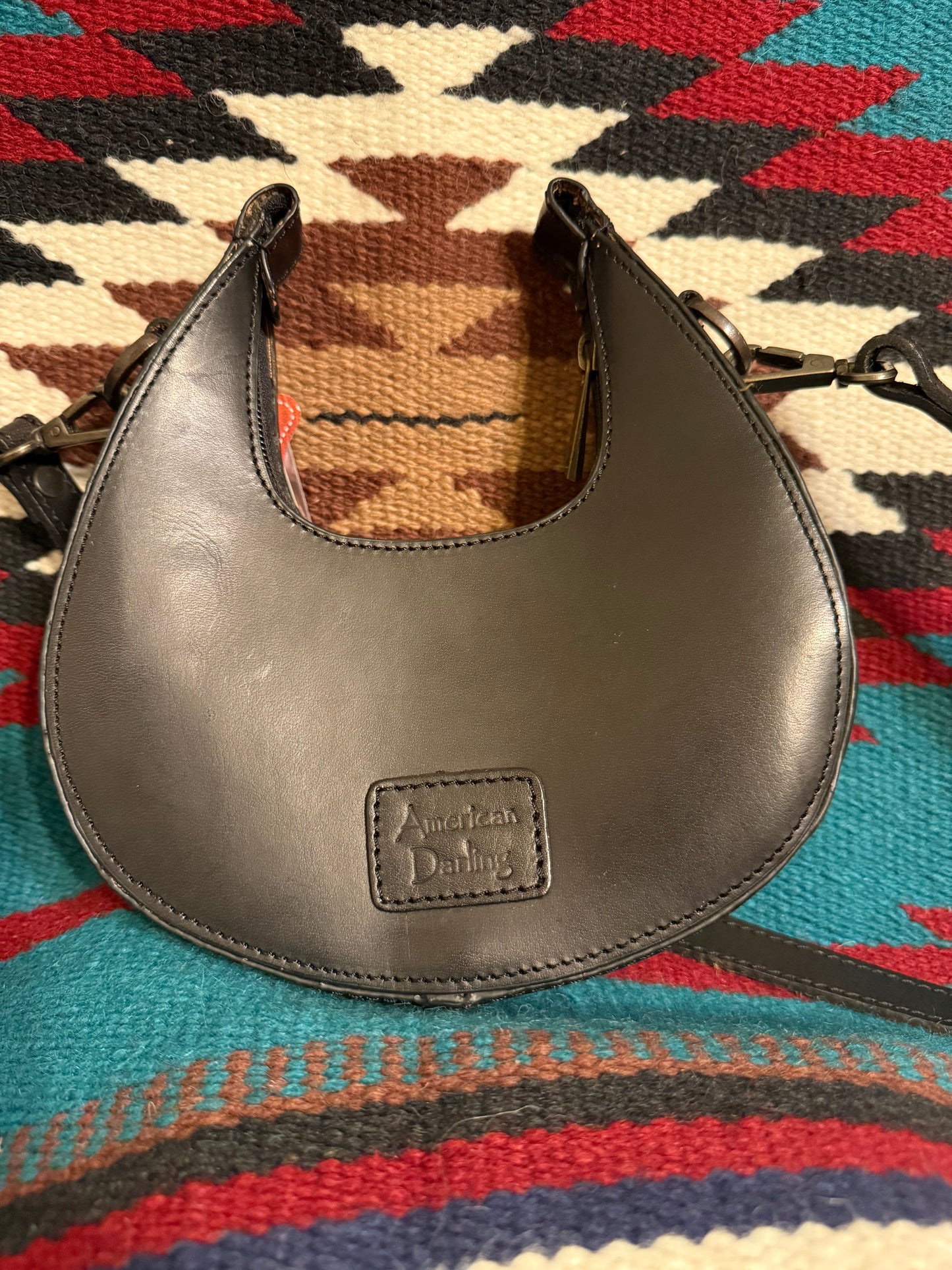 Black Genuine Leather Crossbody American Darling Bag