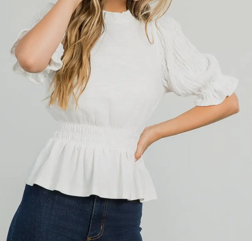 z White Smocked Knit Top