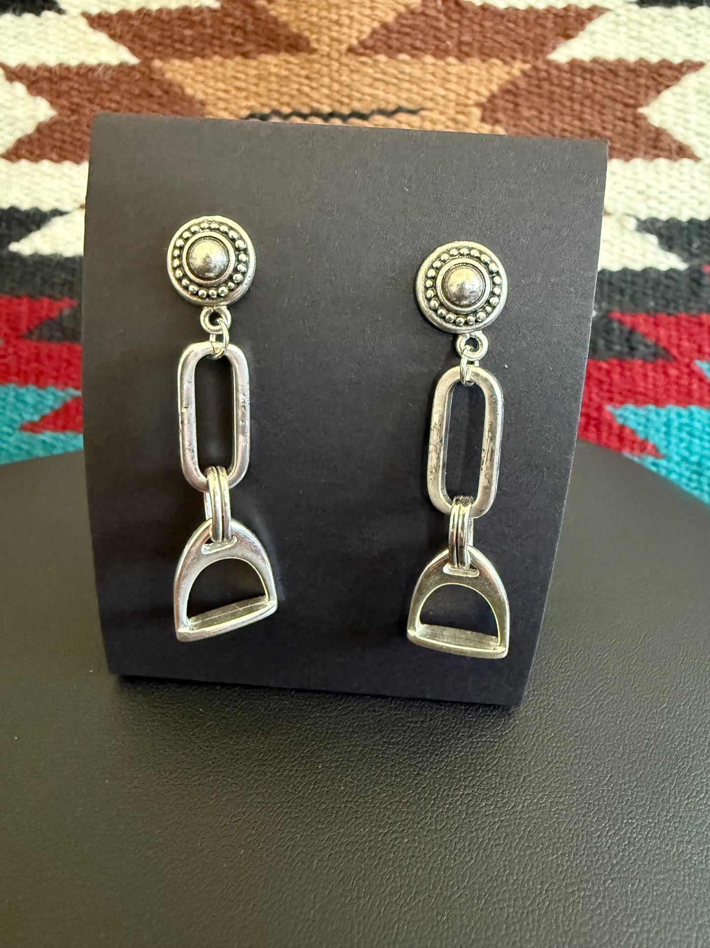 v2 Silver Long Link Stirrup Earrings