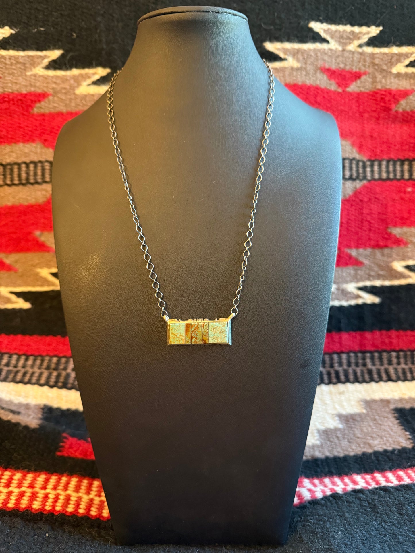 Sterling Silver Link Chain Necklace with a Number 8 Turquoise Pendant 20" Long