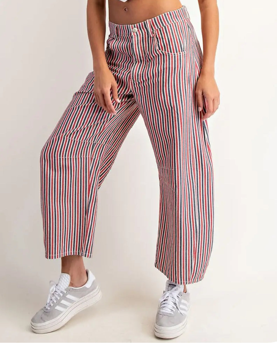 z Mineral Washed Striped Barrel Jeans