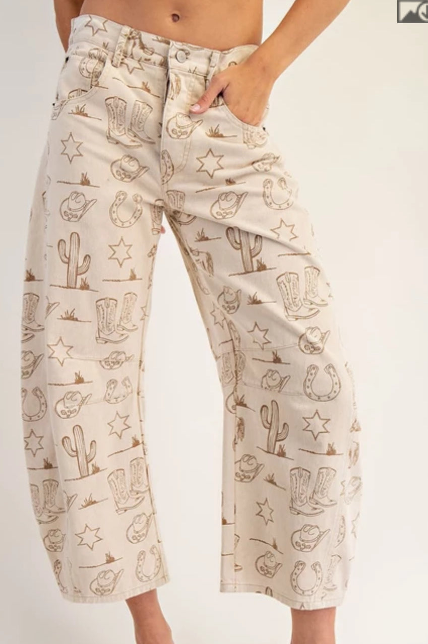 z Mineral Washed Western Barrel Leg Jeans