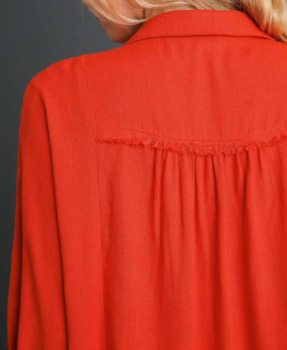 z Linen Blend Ruffle Top