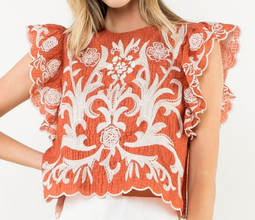 z Flutter Sleeve Textured Top