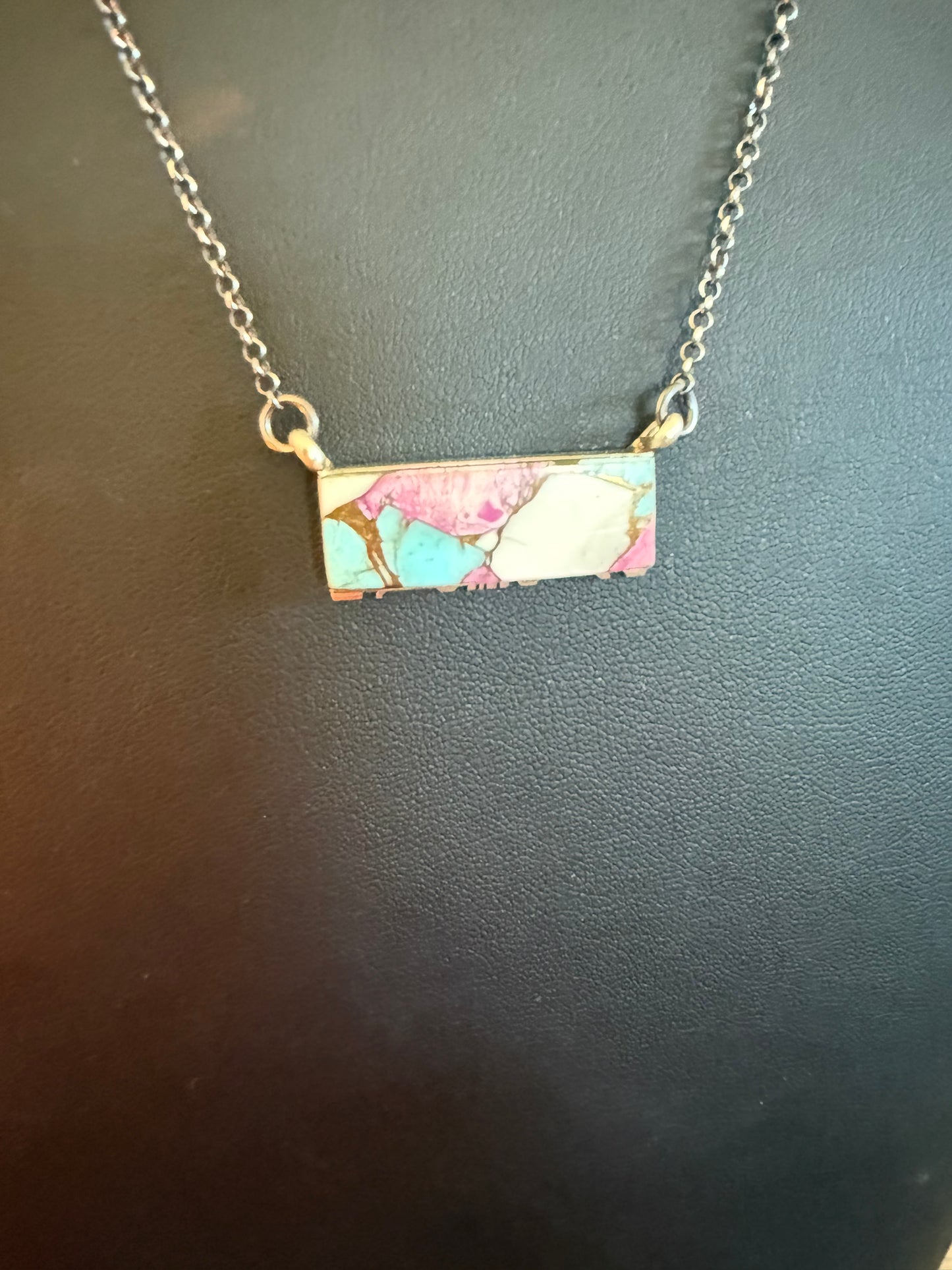 Sterling Silver and SS Cotton Candy Bar Necklace