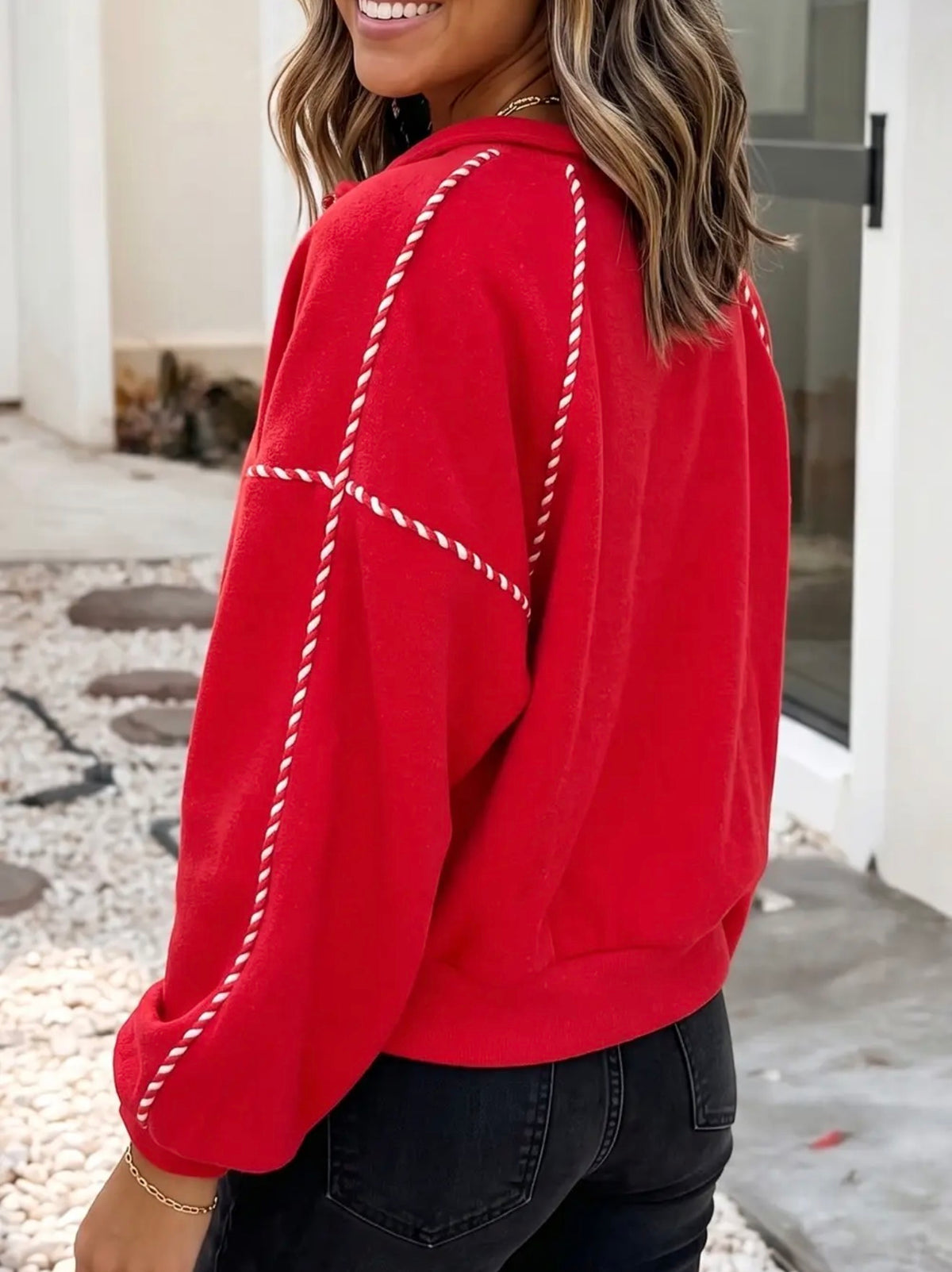 z Colorblock Collar Stitching Pullover