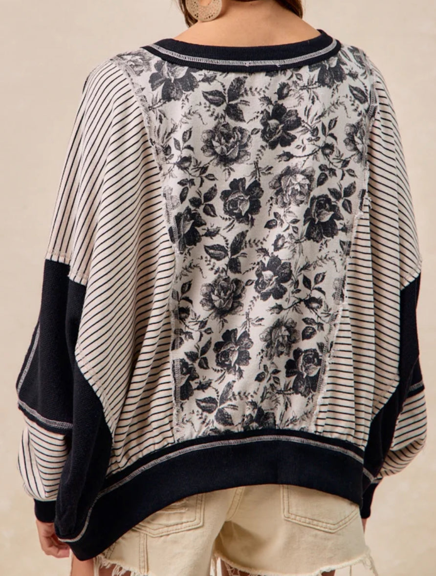 z Rose Twill & Stripe Mix & Match Top