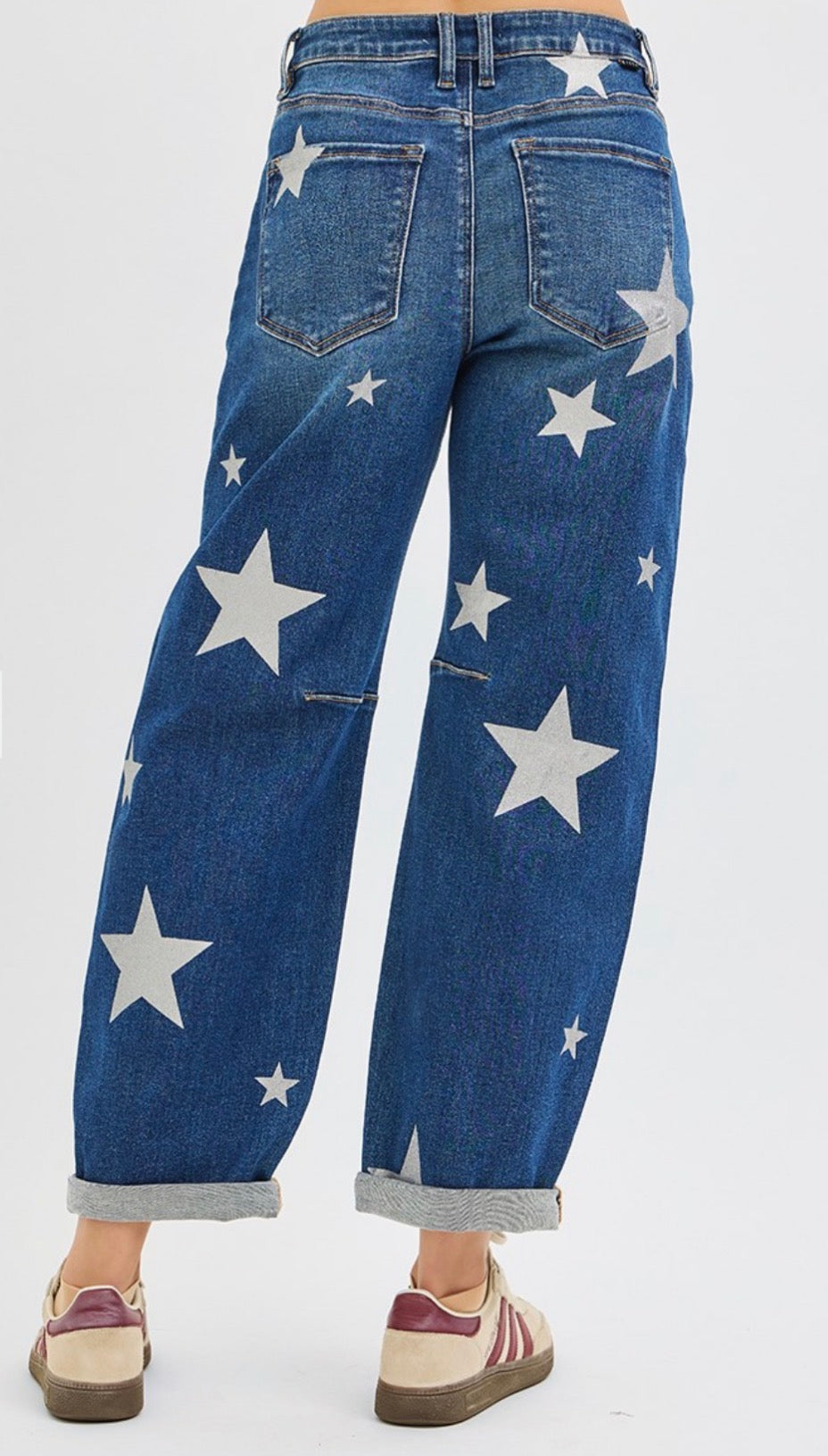 z Risen Star Printed Denim Barrel Jeans