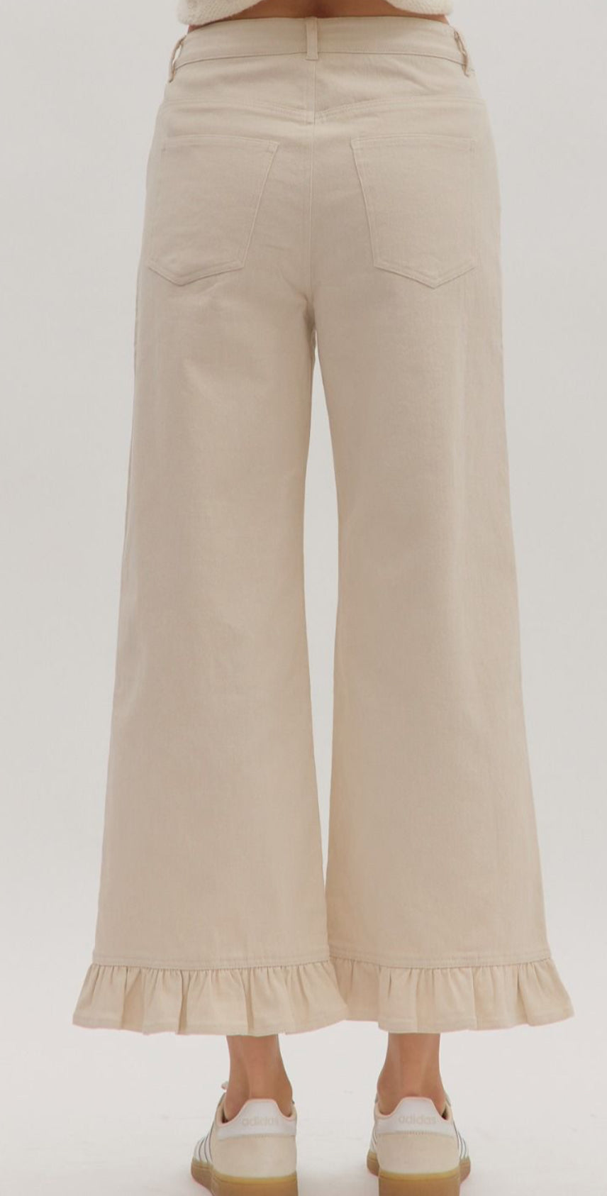 z Wide Leg Pants with Ruffle Hem