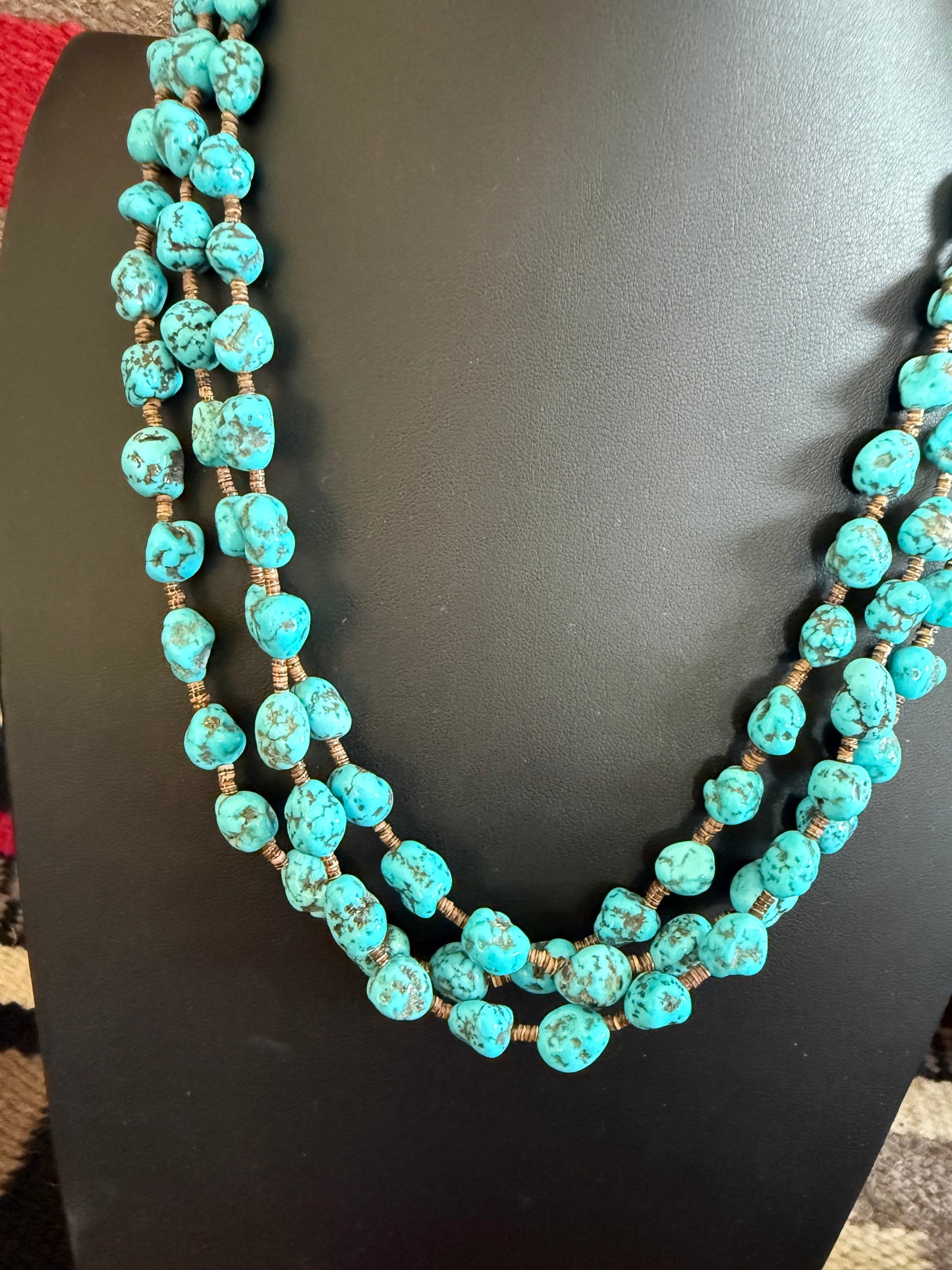 3 Strand Turquoise Nug Necklace By Ramona Bird