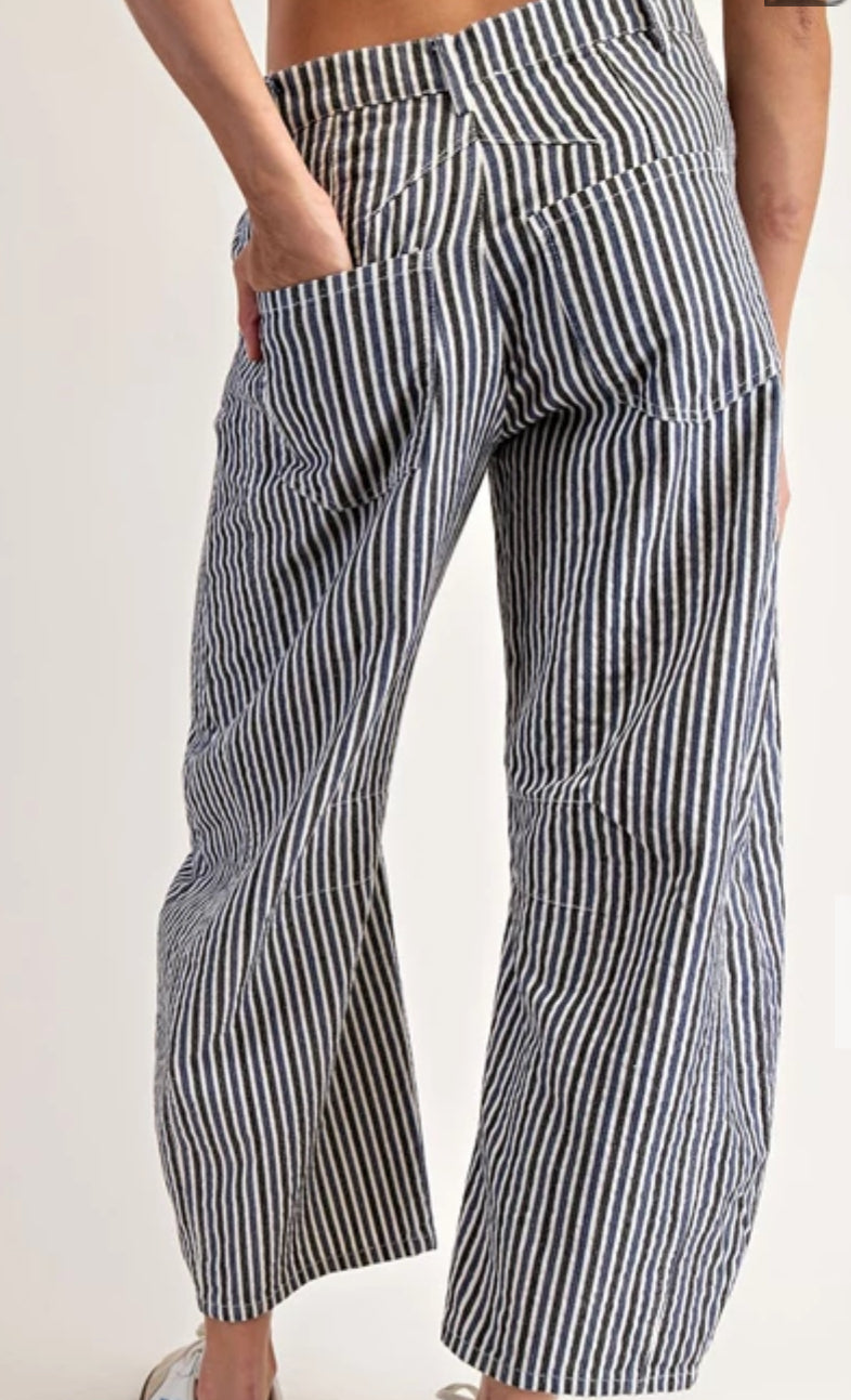 z. Mineral Washed Striped Barrel Jeans