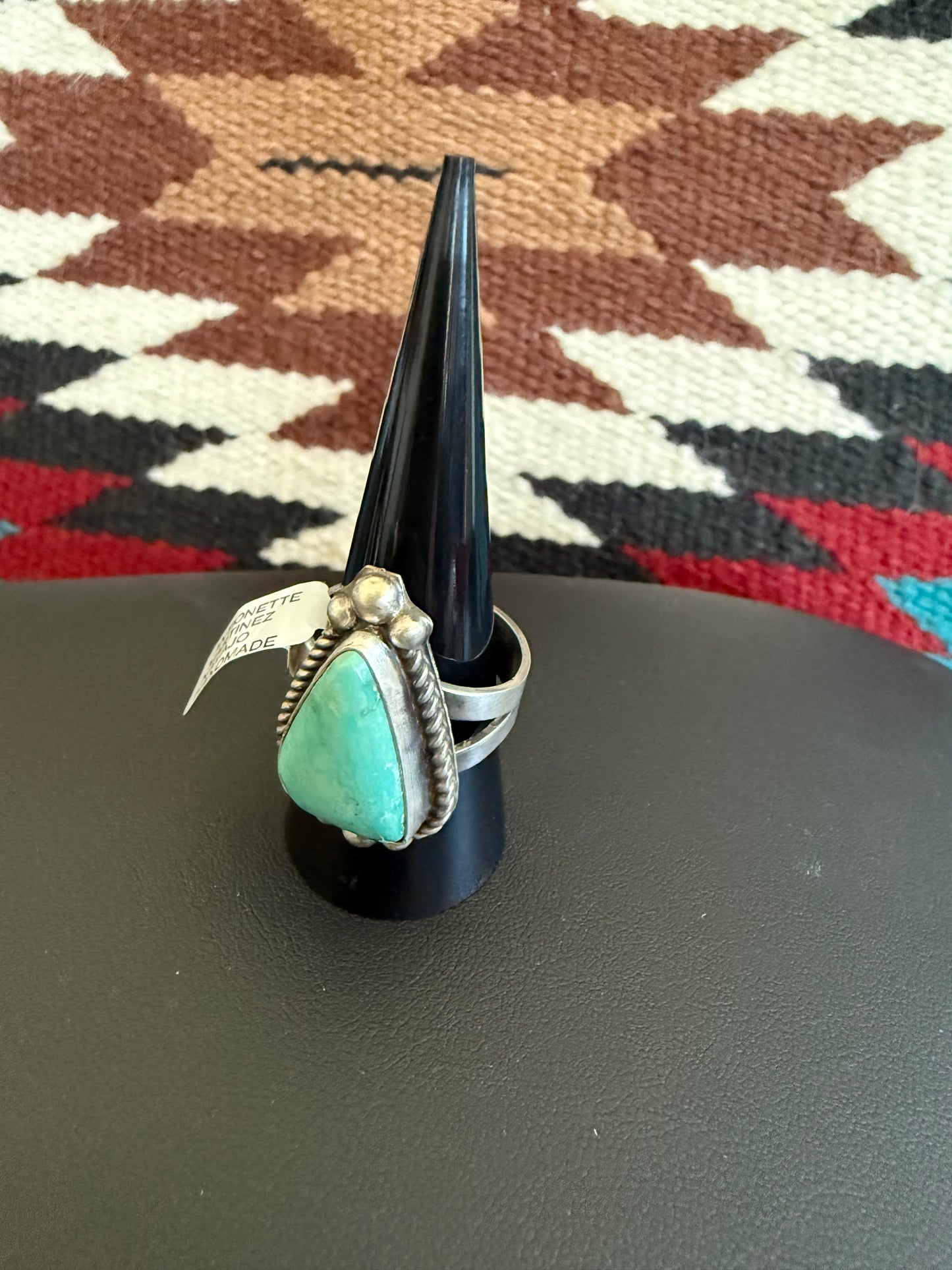 Handmade Sterling Silver and Kingman Turquoise Adjustable Ring
