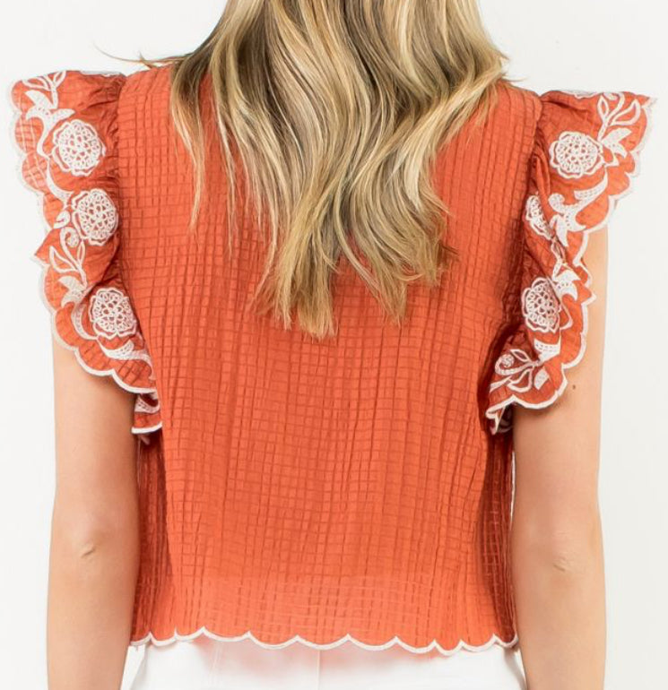 z Flutter Sleeve Textured Top