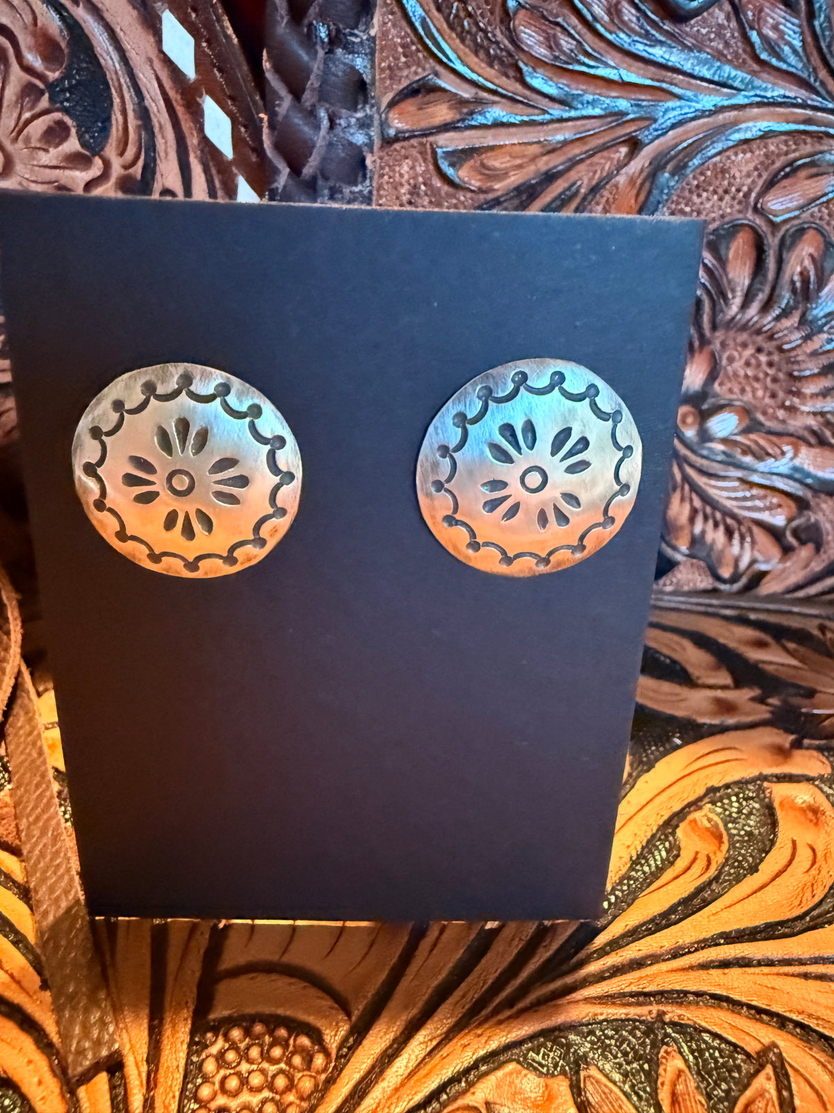 Handmade Sterling Silver Concho Earrings By Raymond Coriz