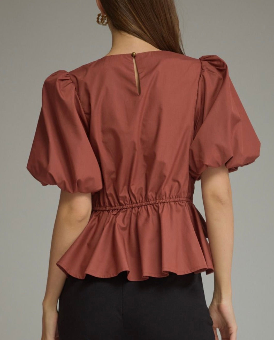 z Puffed Sleeve Ruffle Top