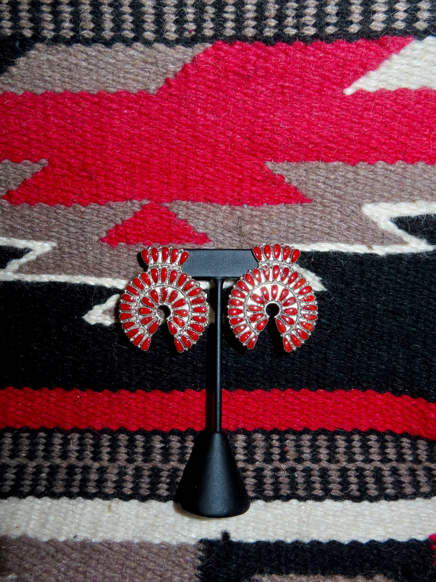 Coral and Sterling Silver Squash blossom Earring