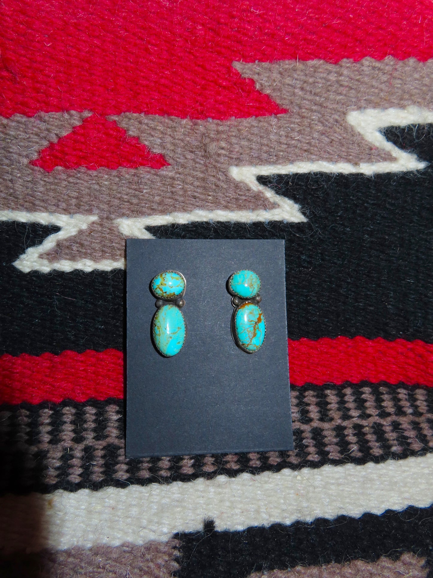 Sterling Silver and Kingman Turquoise Drop Earrings By JoAnn Begay
