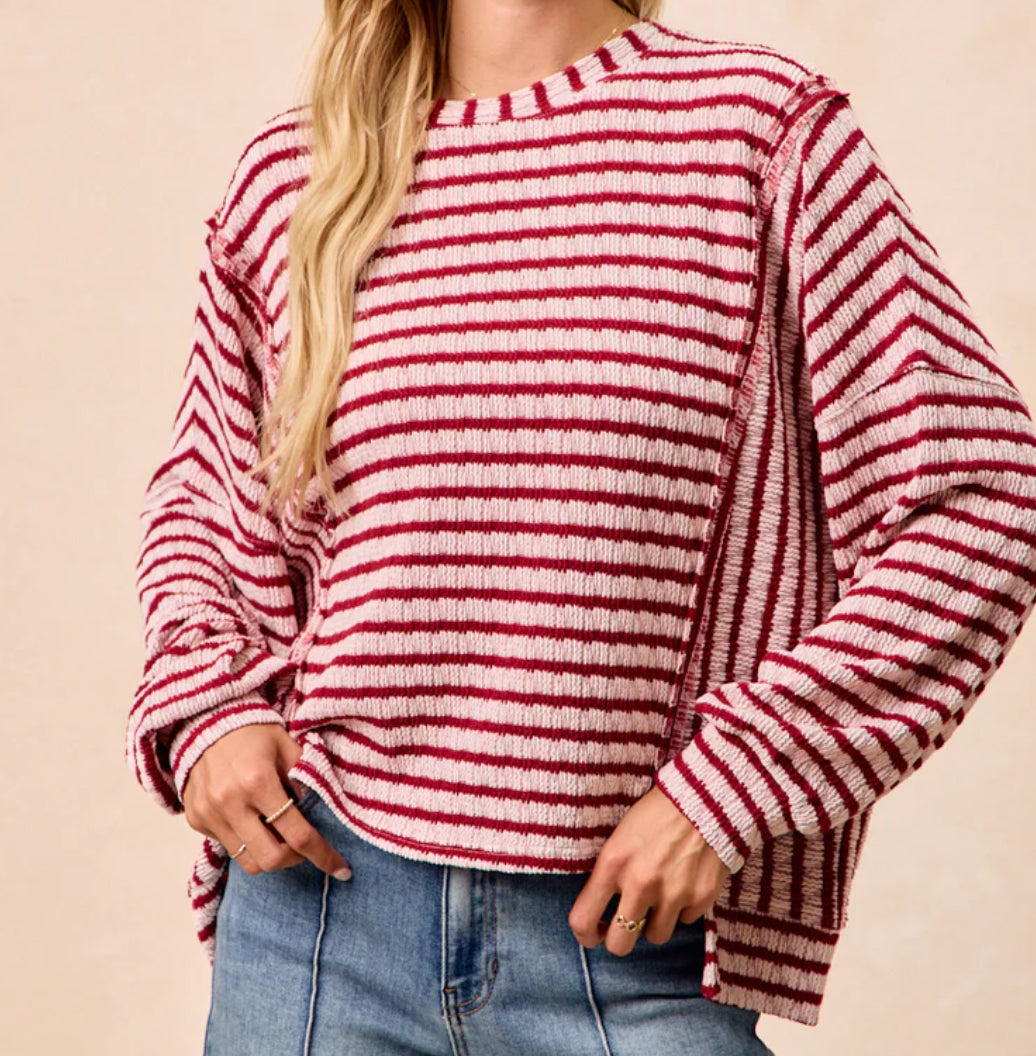 Textured Stripe Knit Top