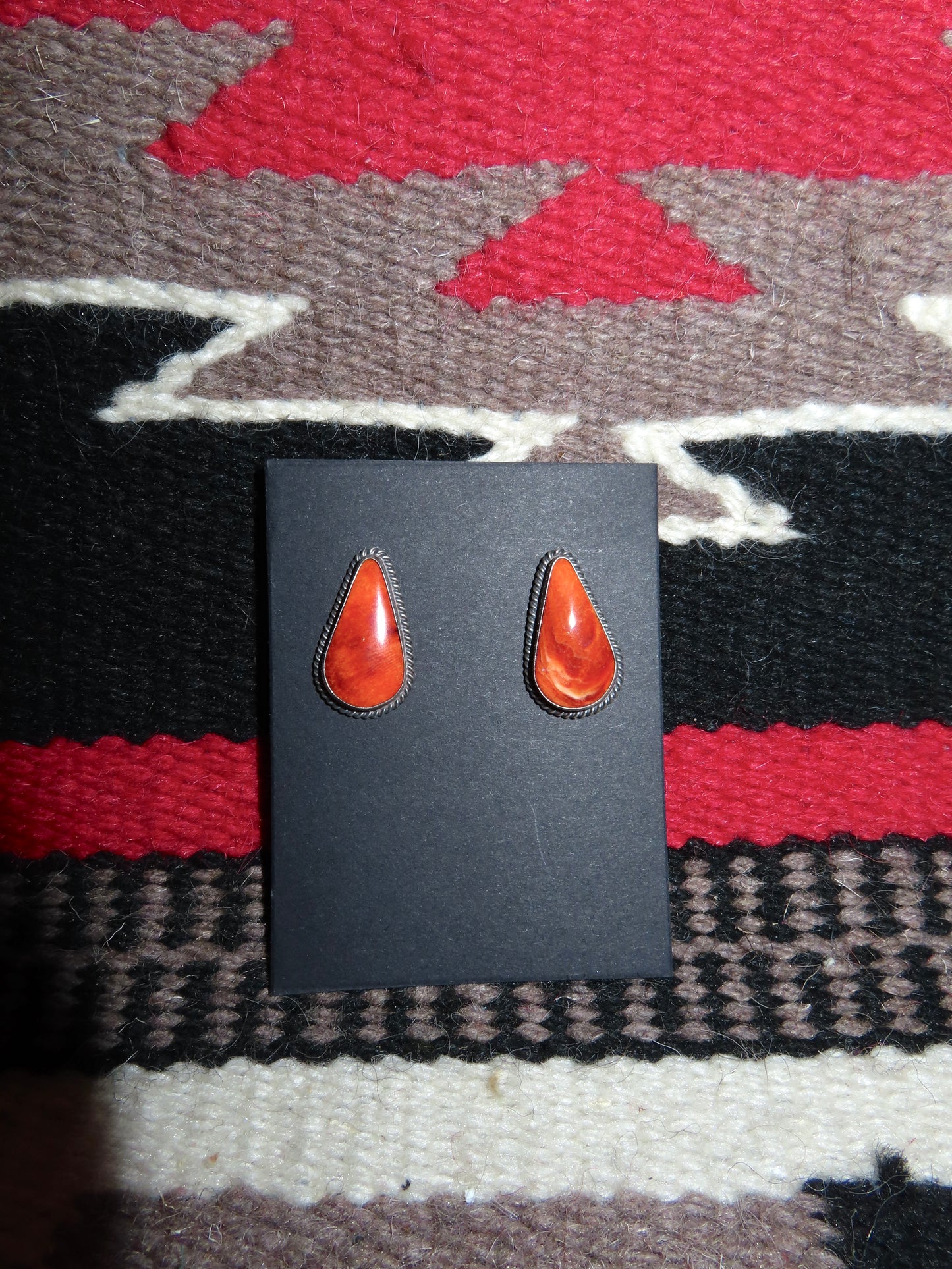 Sterling Silver and Orange Spiny Tear Drop Earrings By J Frank