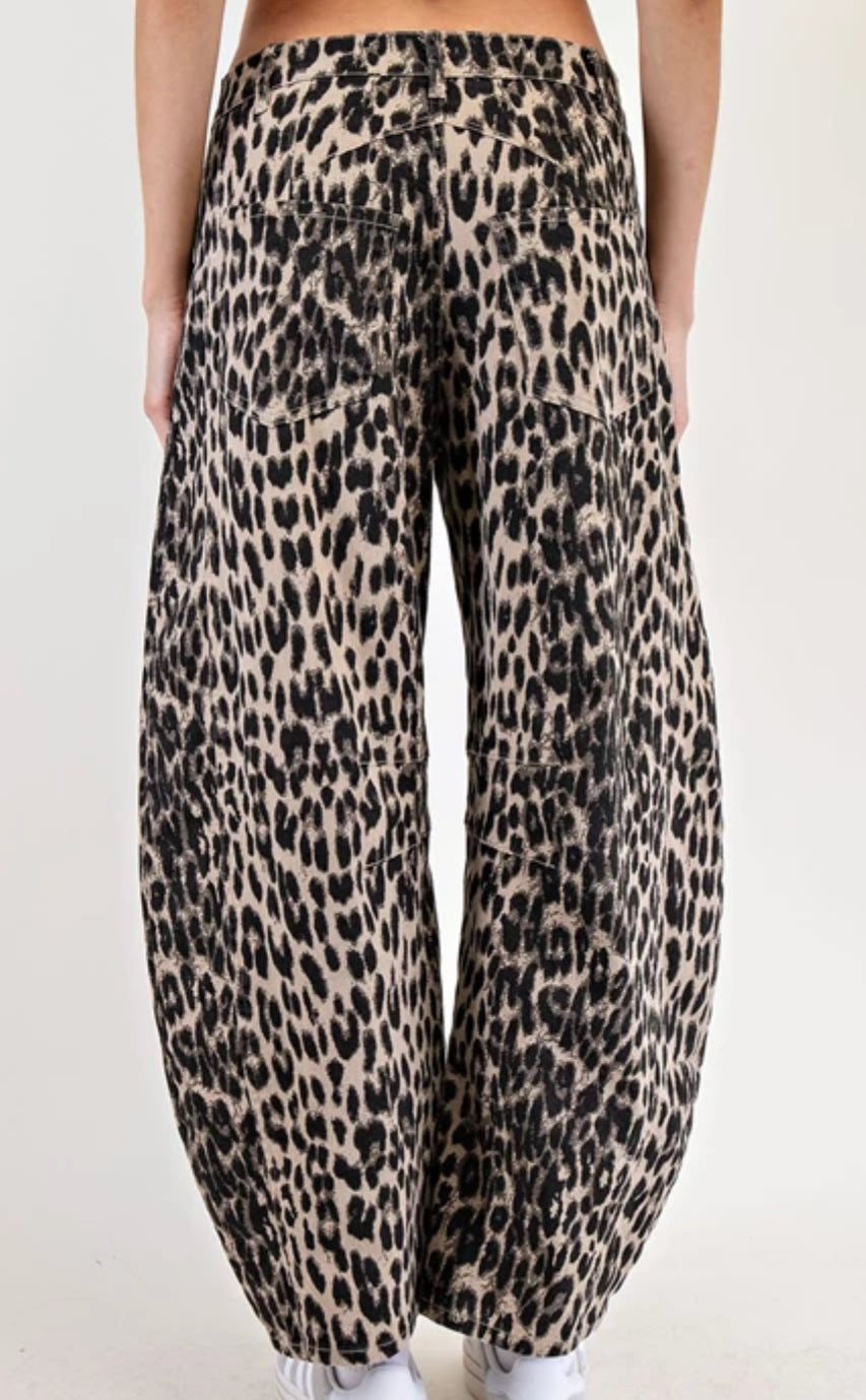 z Leopard Print Barrel Jeans