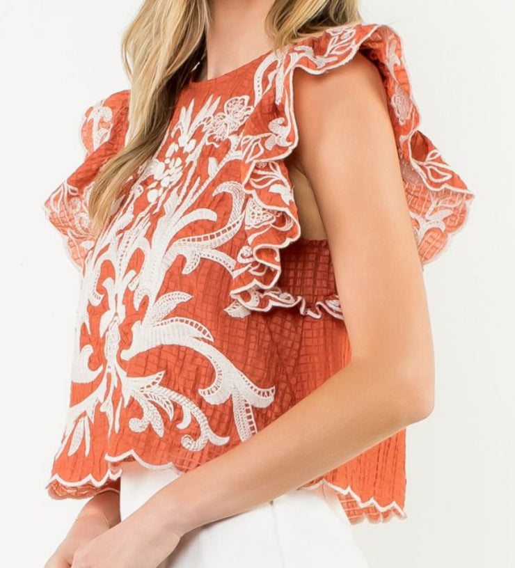 z Flutter Sleeve Textured Top