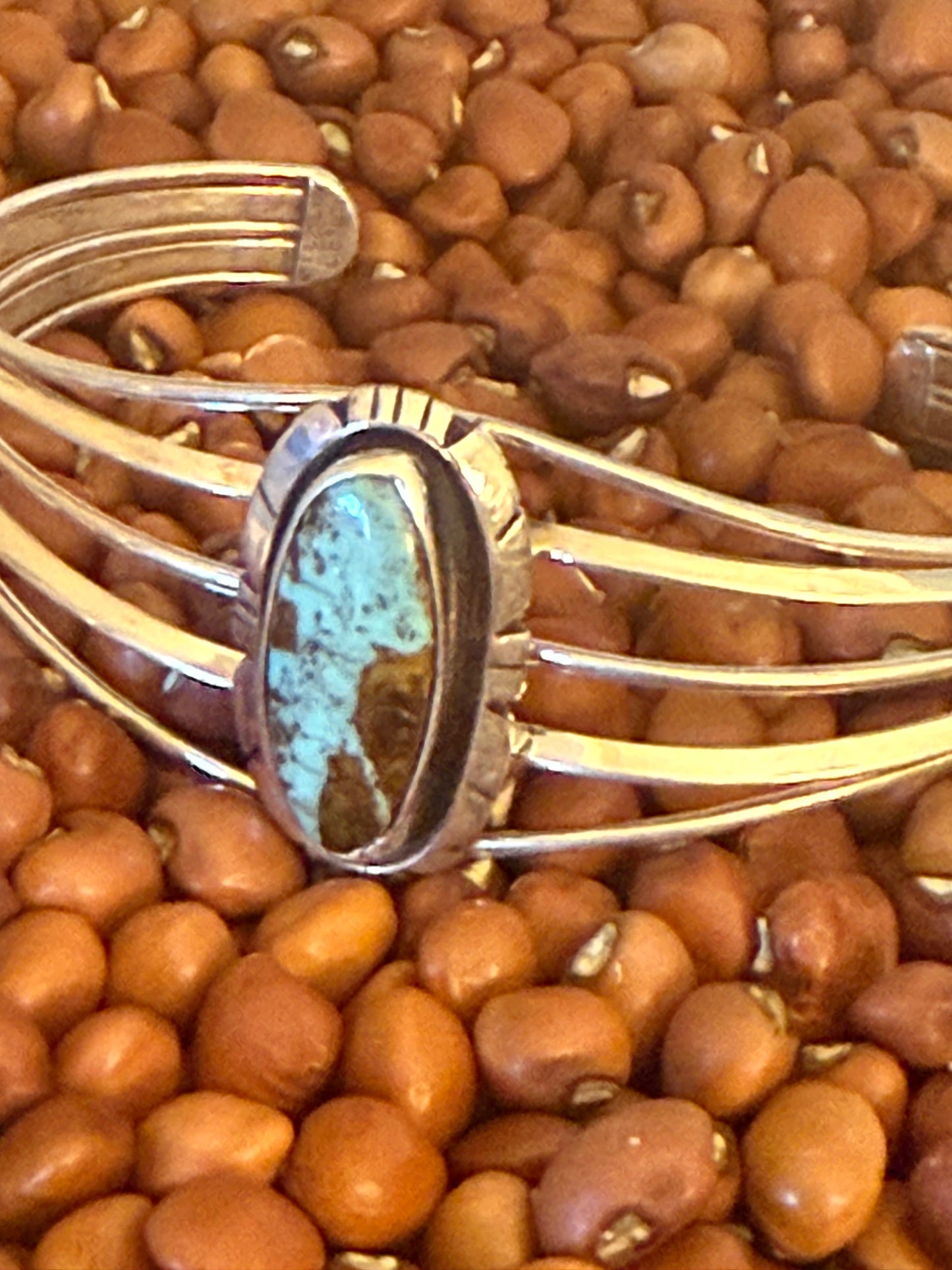 Sterling Silver Cuff with a #8 Turquoise Stone