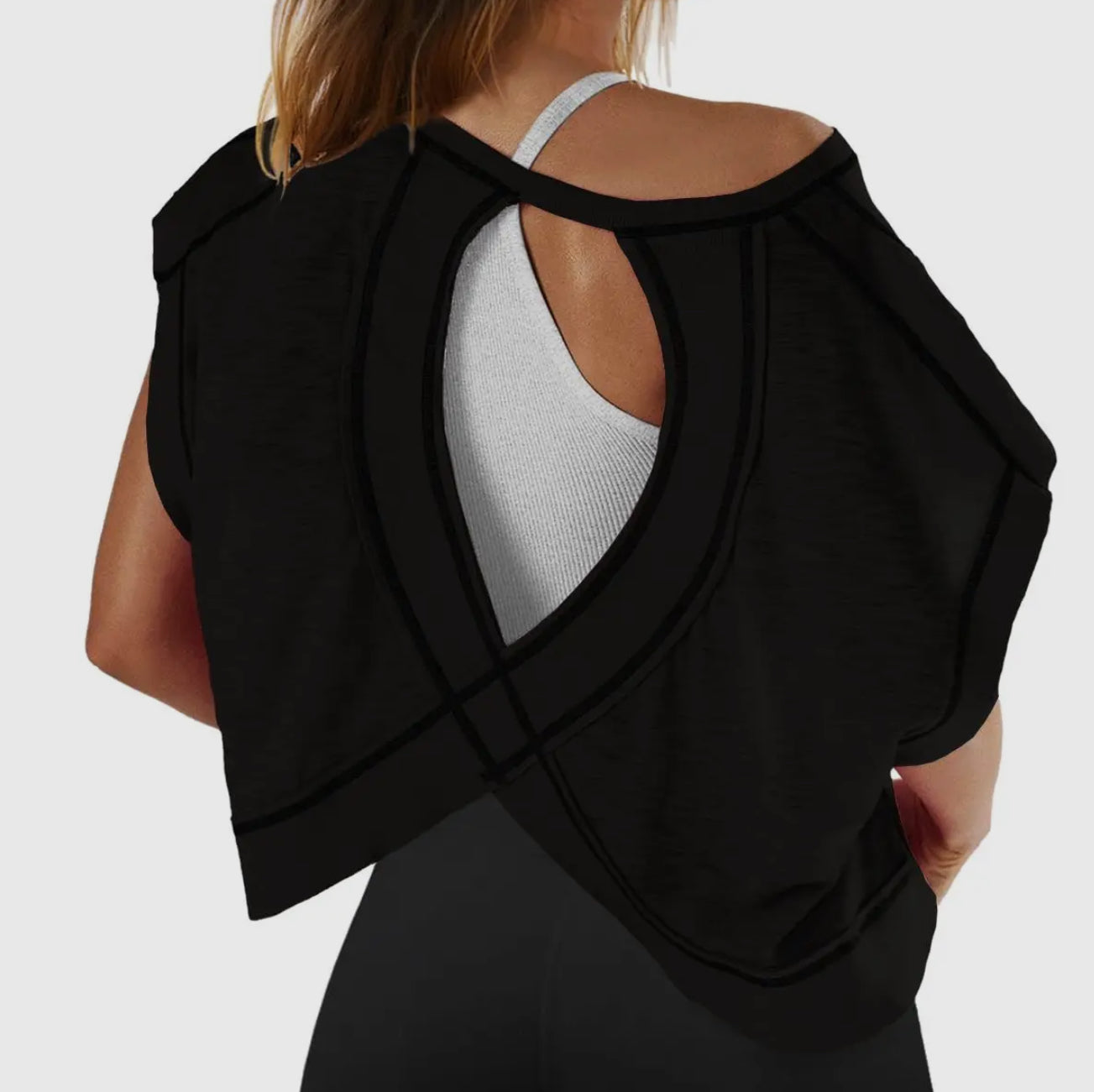 z Wrapped Cutout Back Short Sleeve Top