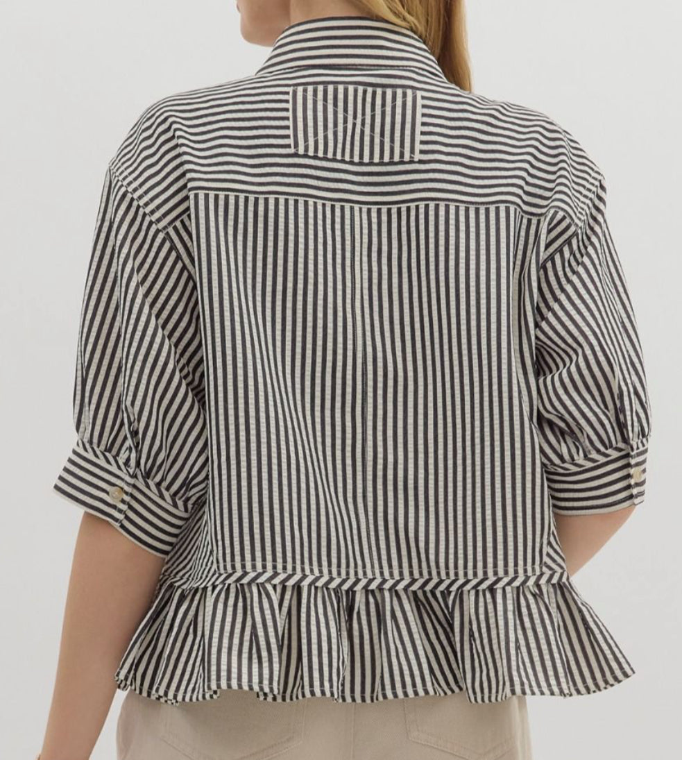 z Striped Ruffle Top