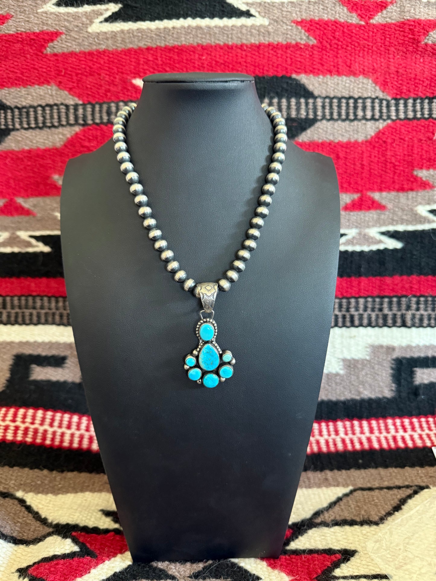 Sterling Silver and Kingman Turquoise Cluster Pendant
