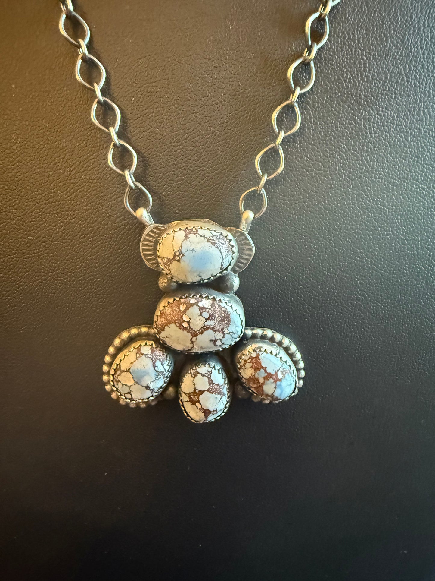 Sterling Silver Chain Necklace with a Golden Hills Turquoise Cluster Pendant 20" Long