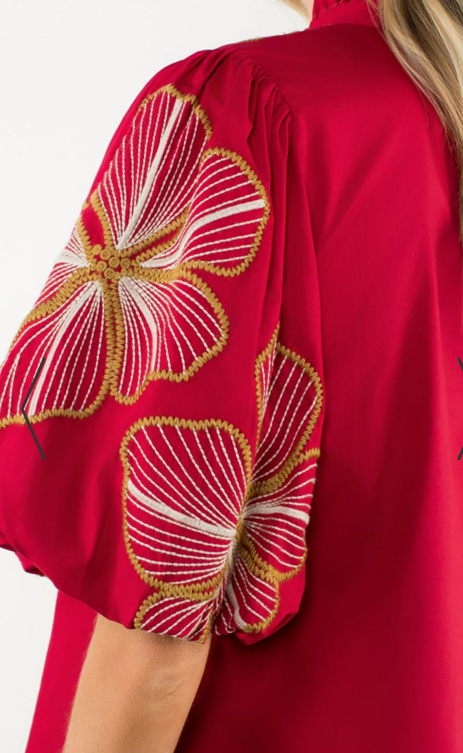 z Puff Sleeve Embroidered Top