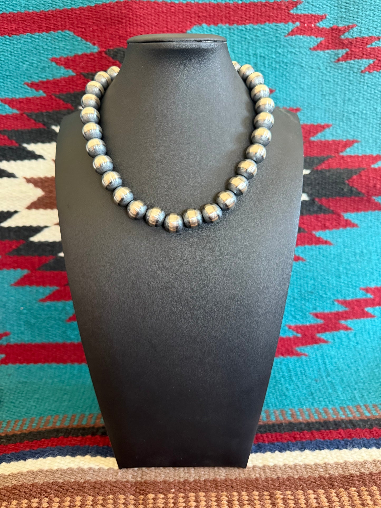 14mm Sterling Silver Navajo Pearl Necklace 16" Long