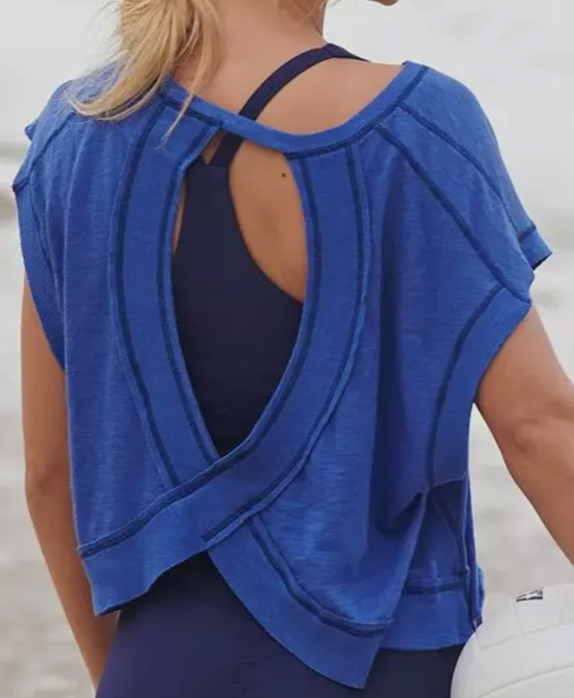 z Wrapped Cutout Back Short Sleeve Top