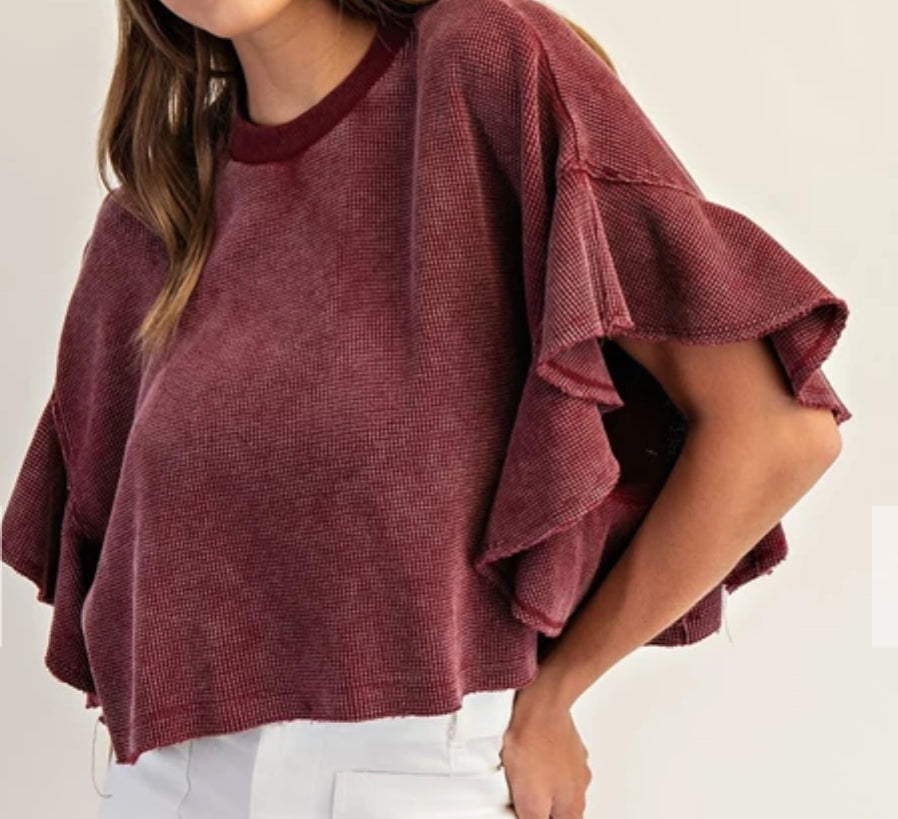 z Flutter Sleeve Crop Top