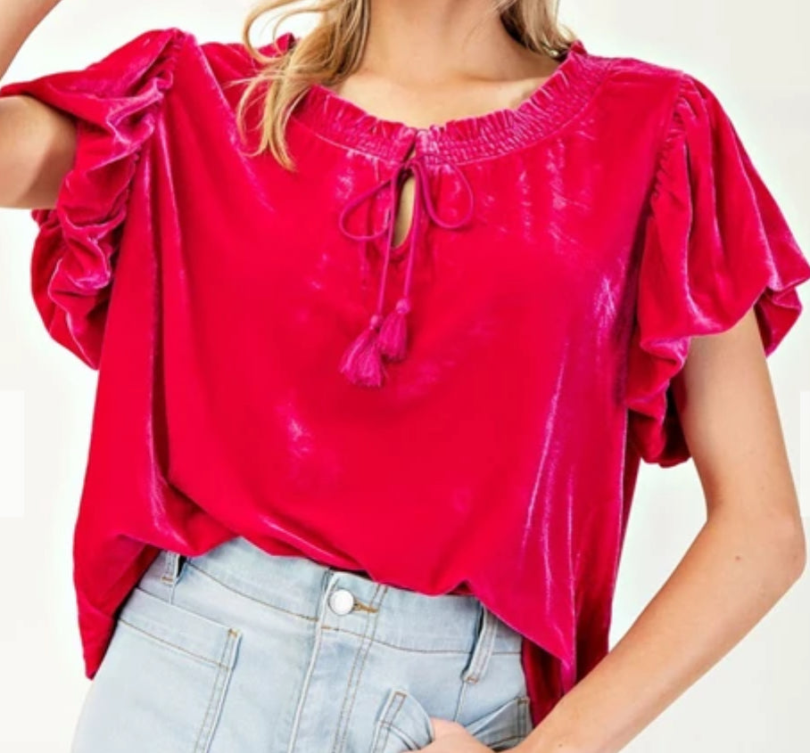 z Velvet Drawstring Top