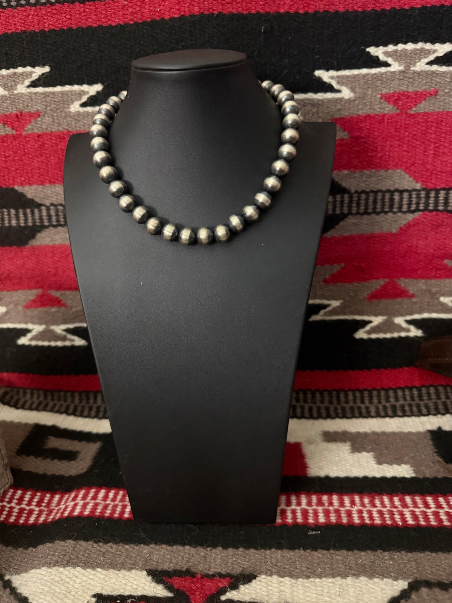 12mm Sterling Silver Navajo Pearl Necklace 16" Long