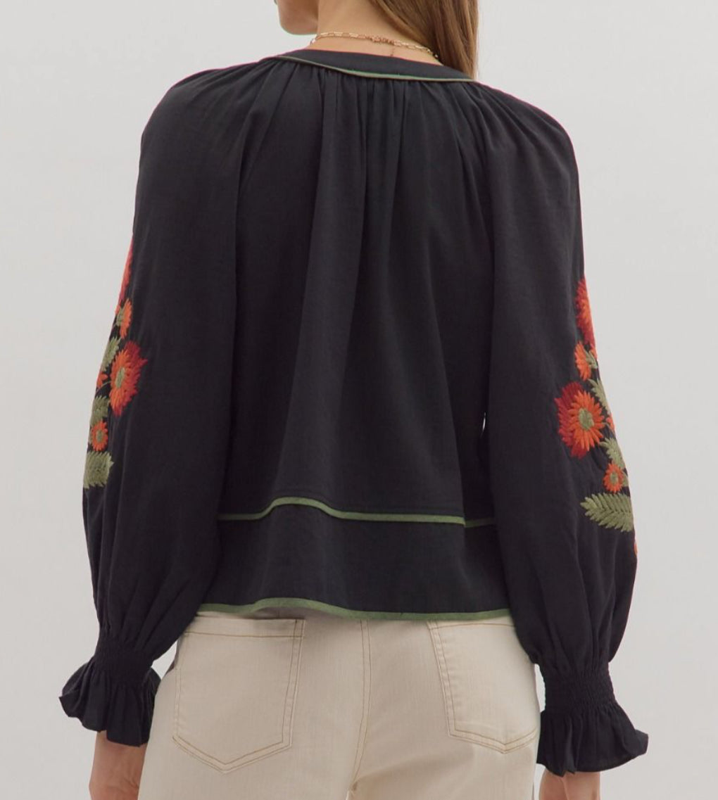 z Long Sleeve Embroidered Top