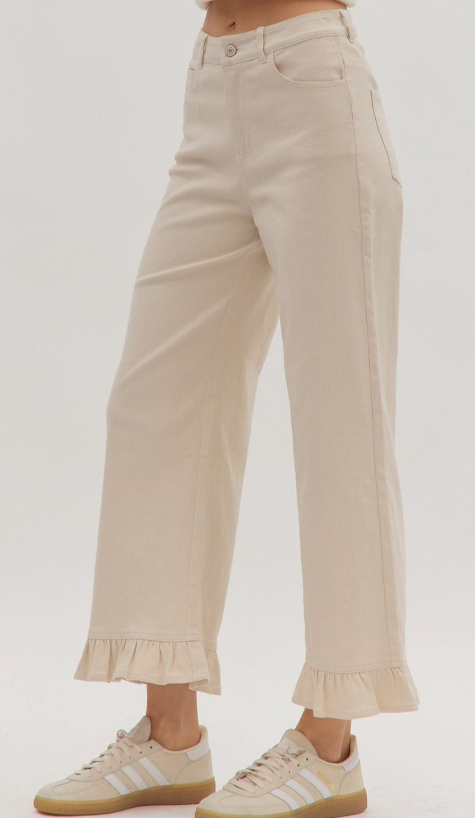 z Wide Leg Pants with Ruffle Hem