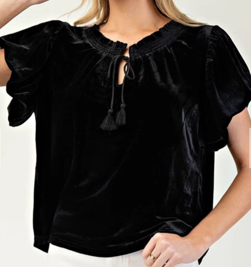 z Velvet Drawstring Top