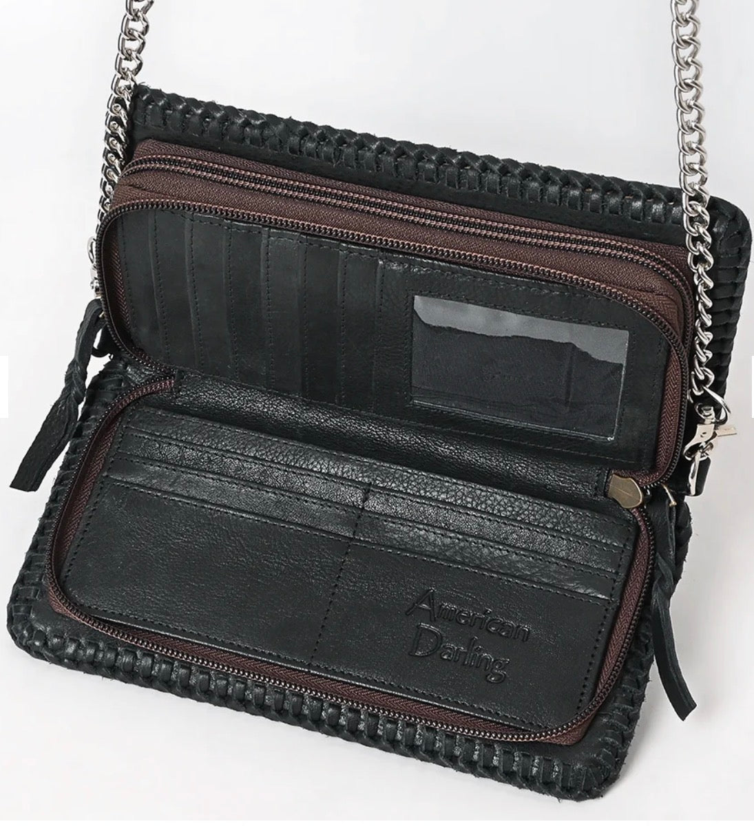 Crossbody Chain Strap Genuine Western Leather Bag