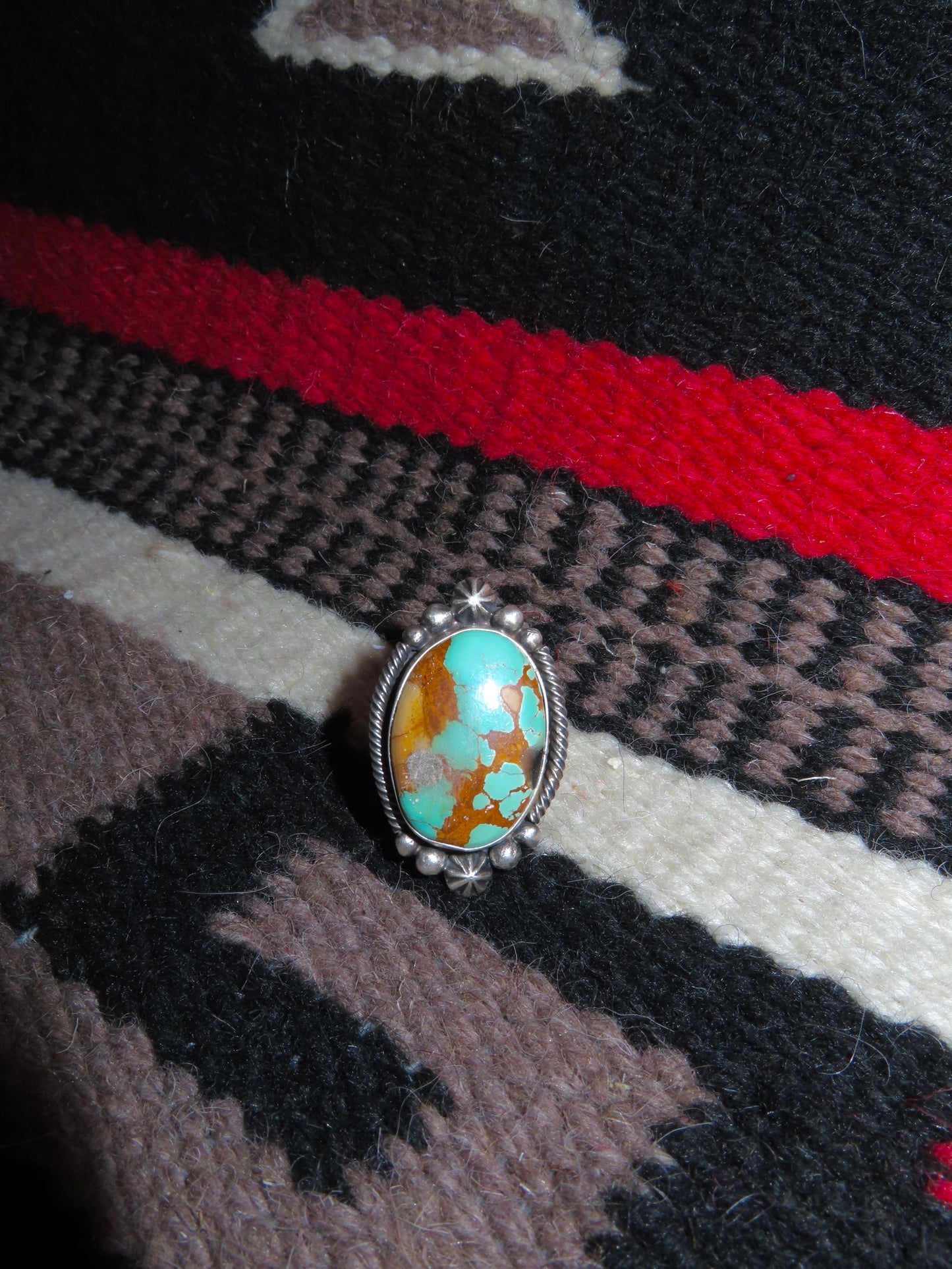 Kingman Turquoise Detailed Stone Ring By Jameson Garcia Size 7