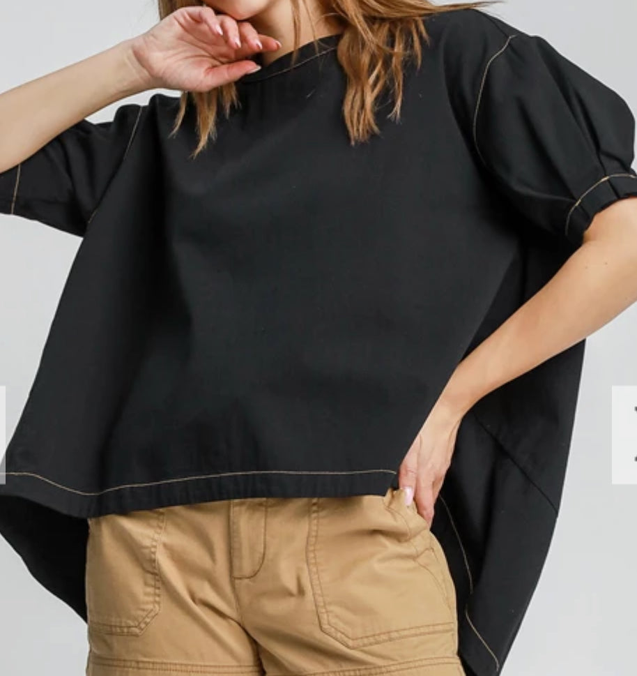 z Oversized Half Sleeved top with Back Pleats
