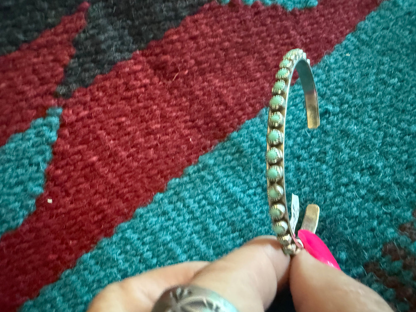 Small Sterling Silver and Turquoise Stone Cuff