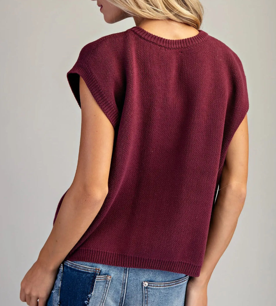 Western Graphic Cap Sleeve Sweater